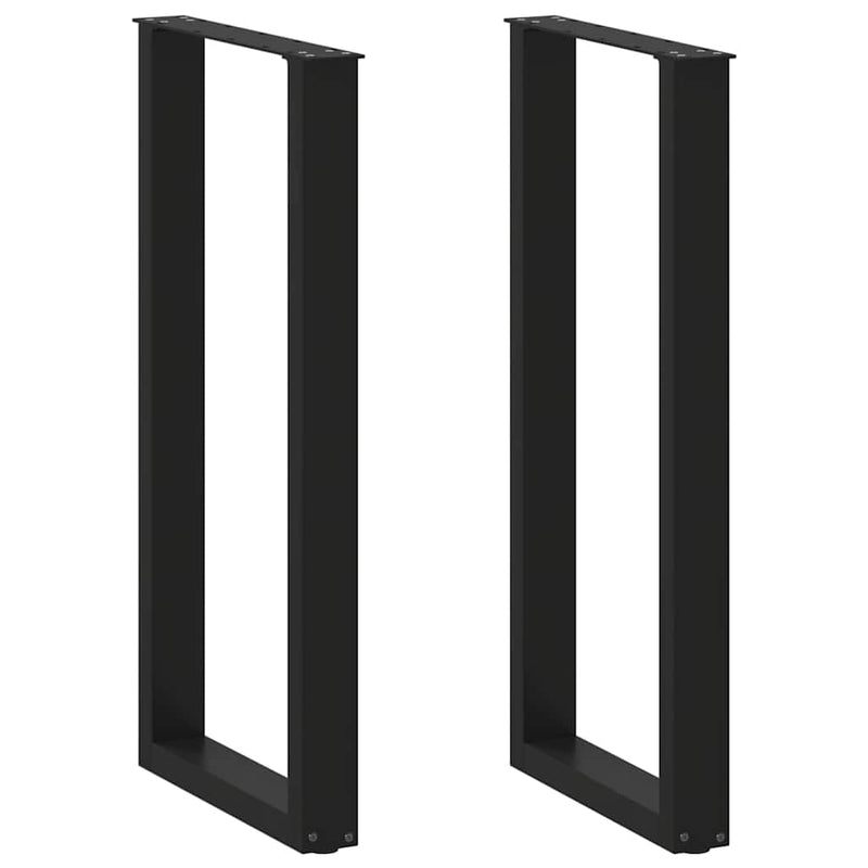 Picioare de masă de bar în formă de U, 2 buc., negru, 40x(100-101) cm, oțel