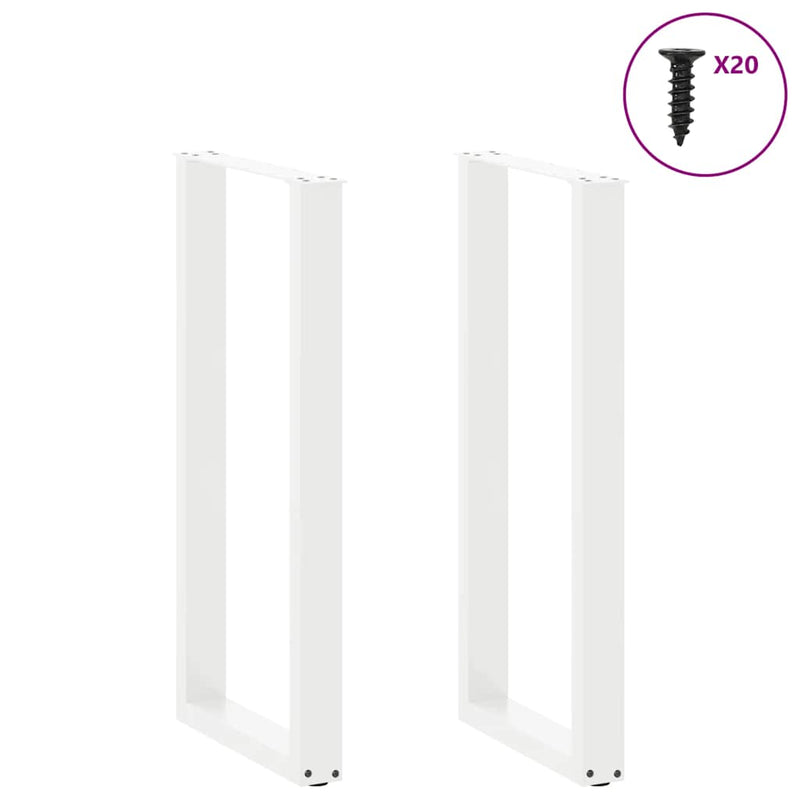 Picioare de masă de bar în formă de U, 2 buc., alb, 40 x (100-101) cm, oțel