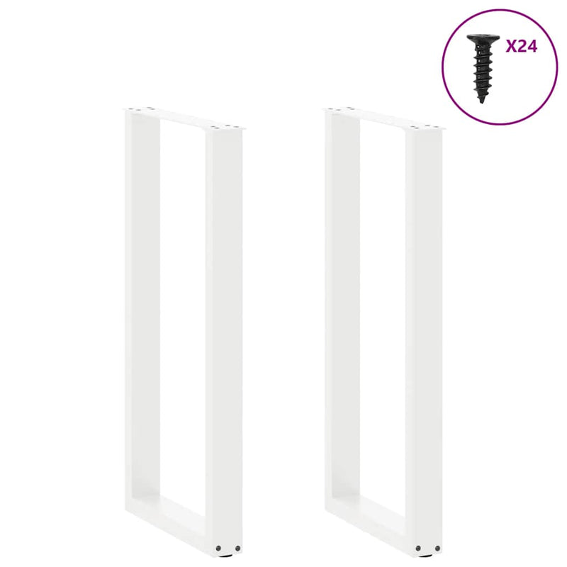 Picioare de masă de bar în formă de U, 2 buc., alb, 50x(100-101) cm, oțel