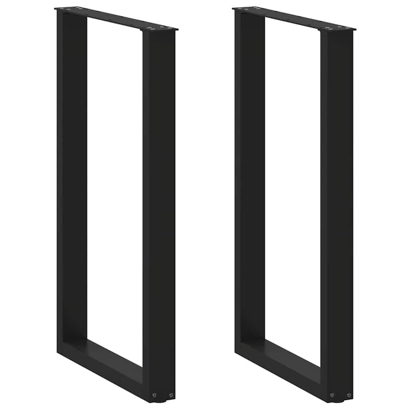 Picioare de masă de bar în formă de U, 2 buc., negru, 60 x (100-101) cm, oțel
