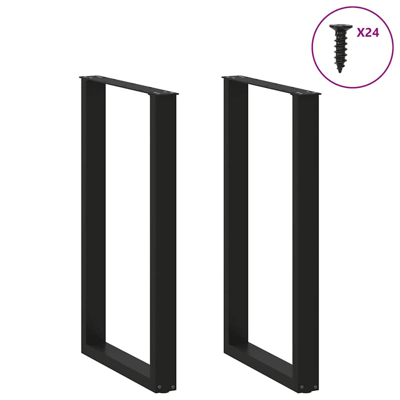 Picioare de masă de bar în formă de U, 2 buc., negru, 60 x (100-101) cm, oțel