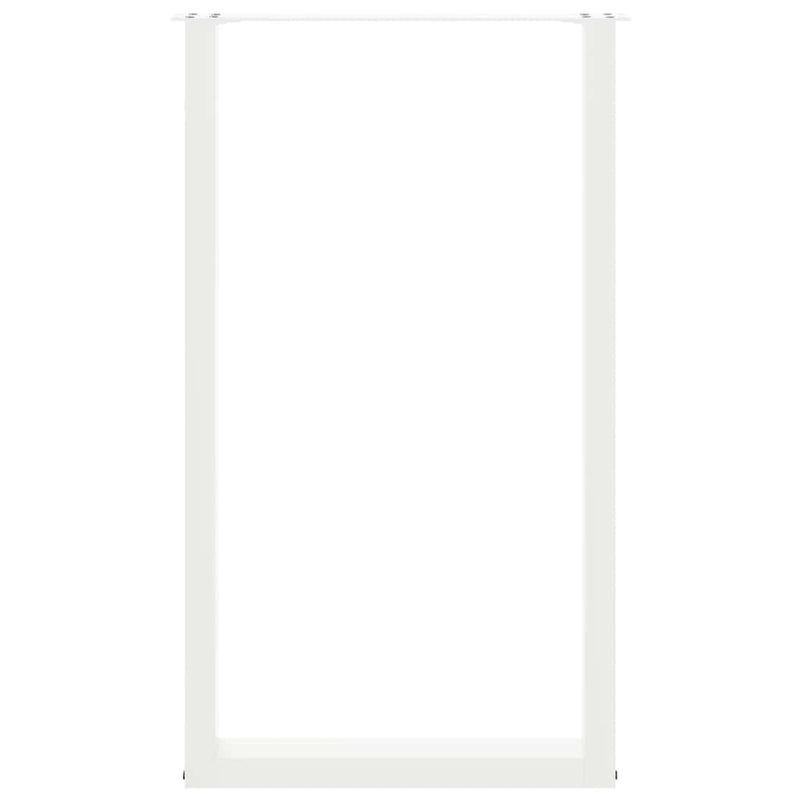 Picioare de masă de bar în formă de U, 2 buc., alb, 60 x (100-101) cm, oțel