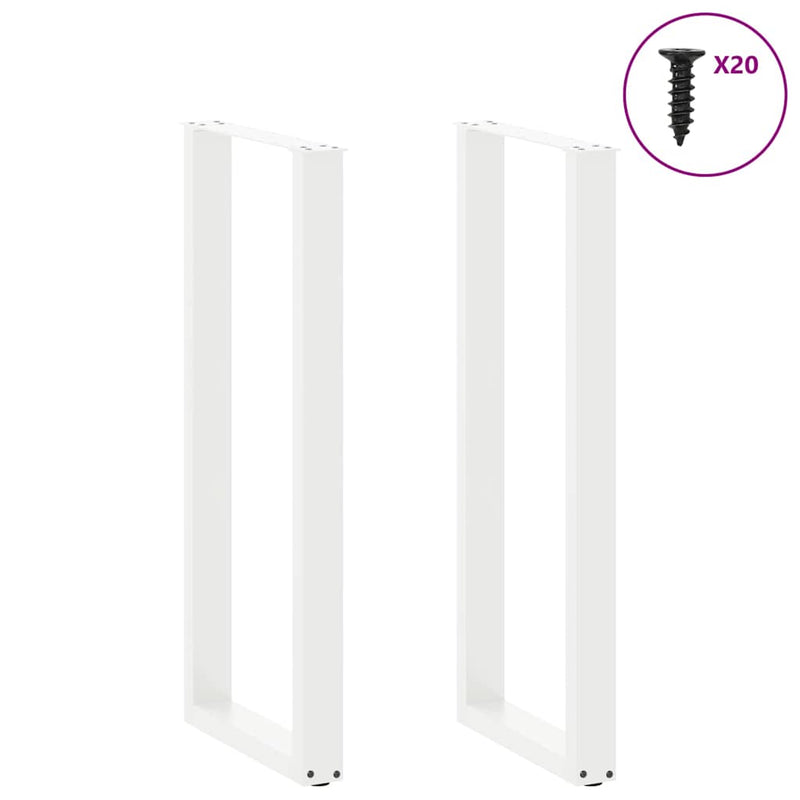 Picioare de masă de bar în formă de U, 2 buc., alb, 40x(110-111) cm, oțel