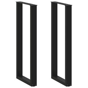Picioare de masă de bar în formă de U, 2 buc., negru, 50x(110-111) cm, oțel