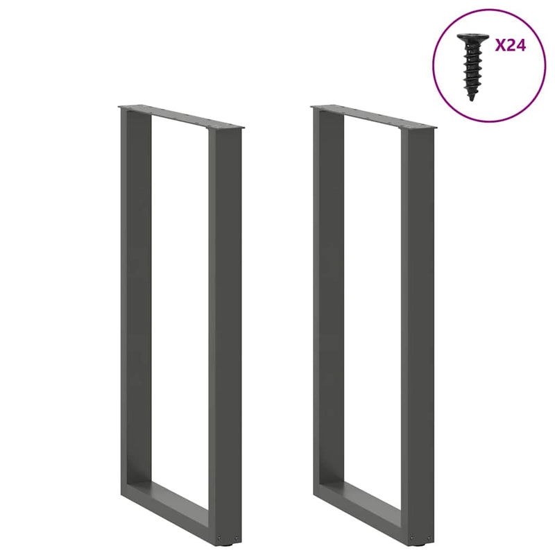 Picioare de masă de bar în formă de U, 2 buc., antracit, 60x(110-111) cm, oțel