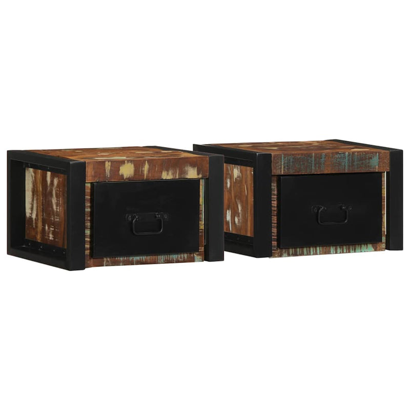 Noptiere 2 buc multicolore 40x35x25 cm lemn masiv recuperat