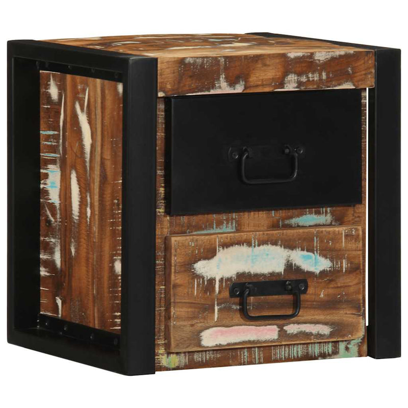 Noptiere 2 buc multicolore 40x35x40 cm lemn masiv recuperat