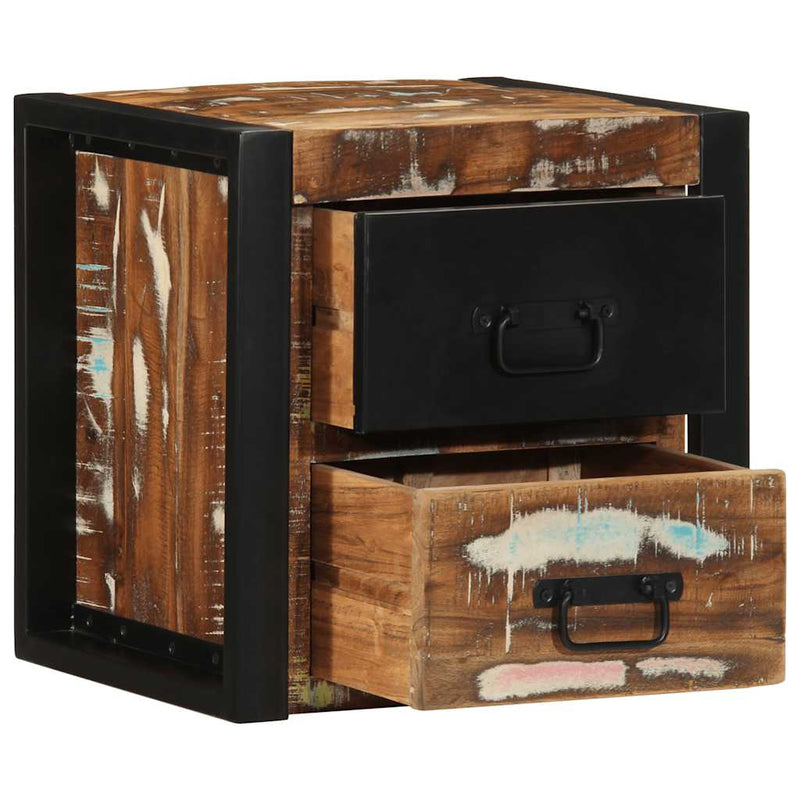 Noptiere 2 buc multicolore 40x35x40 cm lemn masiv recuperat