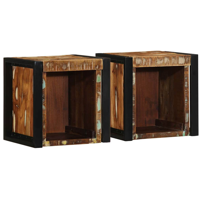Noptiere 2 buc multicolore 40x35x40 cm lemn masiv recuperat