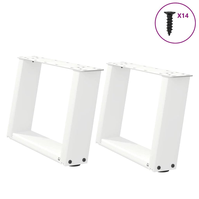 Picioare pentru măsuță de cafea în formă de U, 2 buc., alb, 40x(30-31) cm, oțel