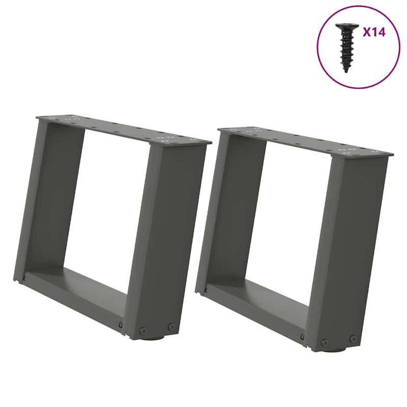 Picioare pentru măsuță de cafea în formă de U, 2 buc., antracit, 40x(30-31) cm, oțel