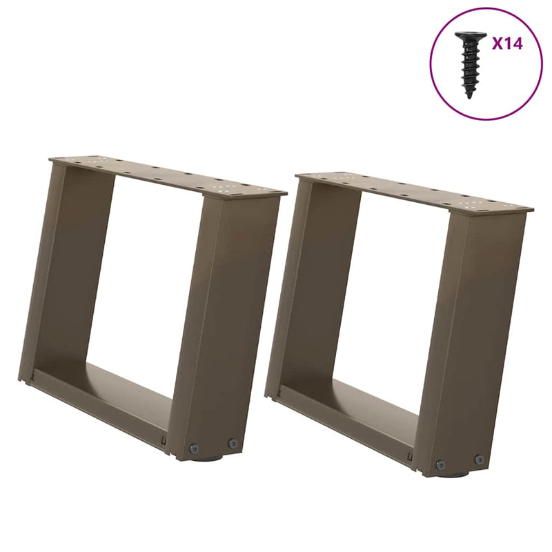Picioare pentru masă de cafea în formă de U, 2 buc., oțel natural, 40x(30-31) cm