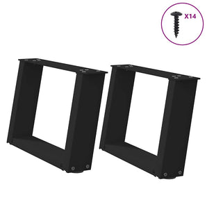 Picioare pentru măsuță de cafea în formă de U, 2 buc., negru, 50x(30-31) cm, oțel