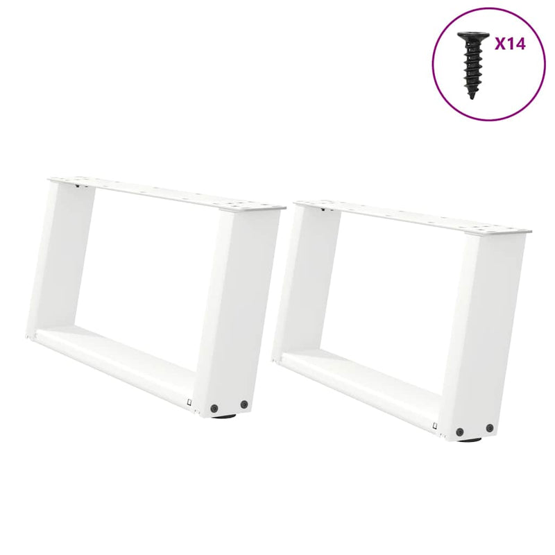 Picioare pentru măsuță de cafea în formă de U, 2 buc., alb, 70x(30-31) cm, oțel