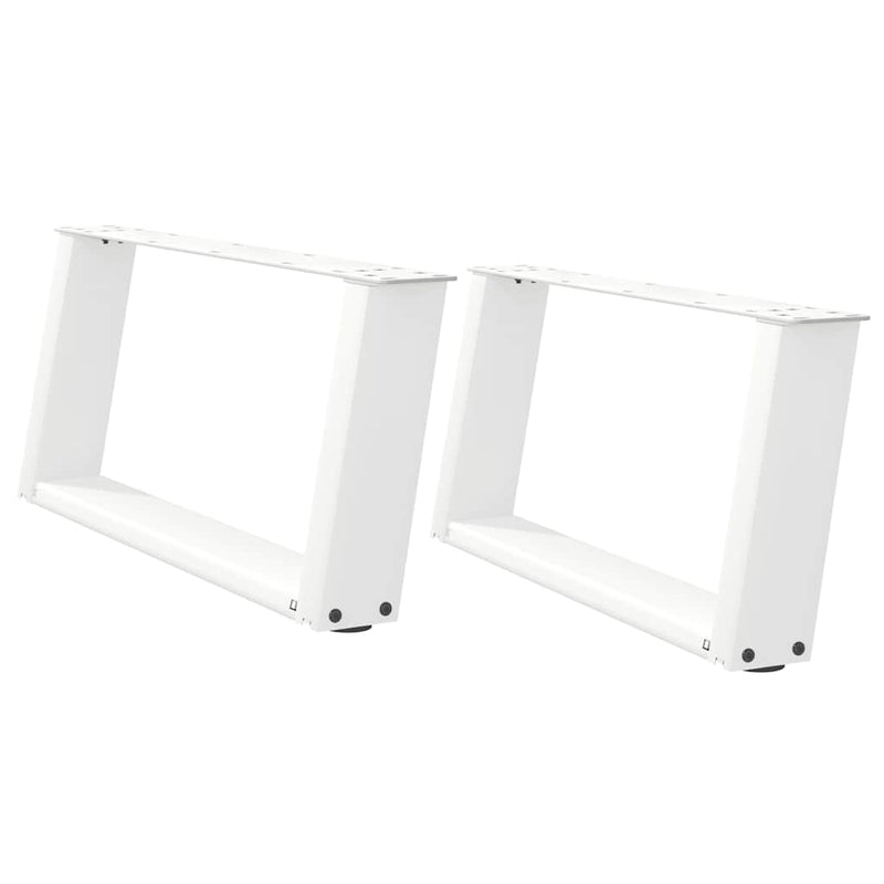Picioare pentru măsuță de cafea în formă de U, 2 buc., alb, 70x(30-31) cm, oțel