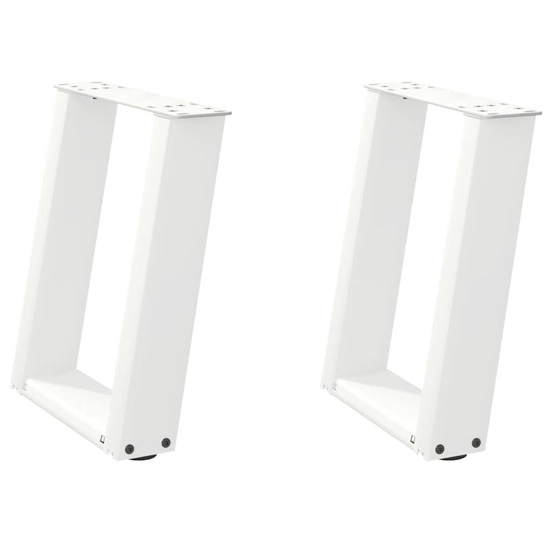 Picioare pentru măsuță de cafea în formă de U, 2 buc., alb, 28x(42-43) cm, oțel
