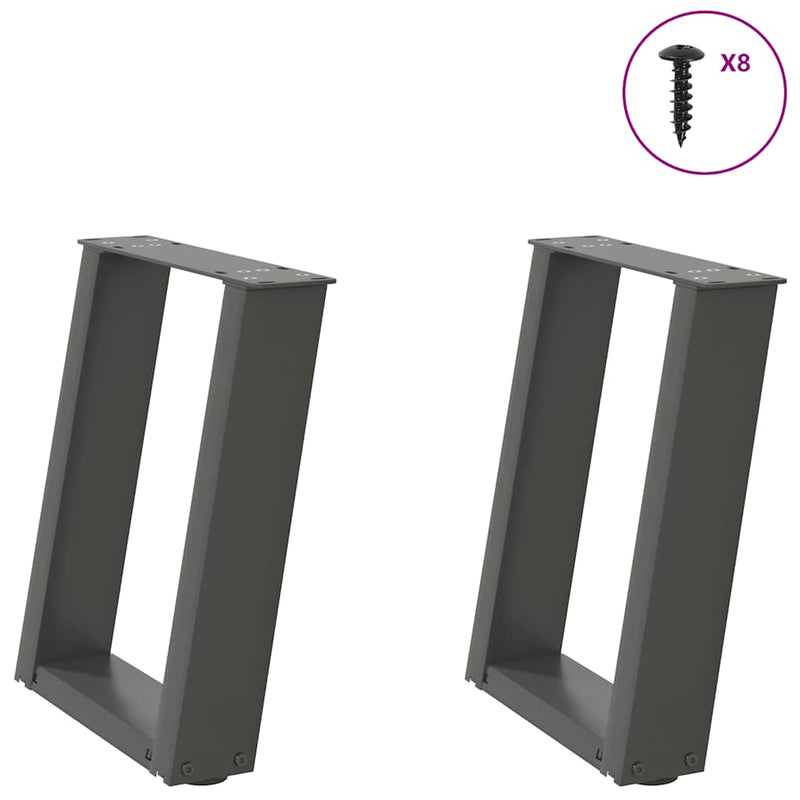 Picioare pentru măsuță de cafea în formă de U, 2 buc., antracit, 28x(42-43) cm, oțel