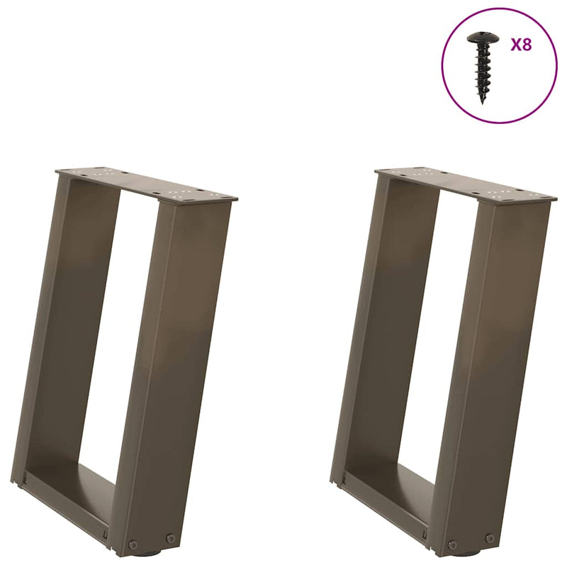 Picioare pentru măsuță de cafea în formă de U, 2 buc., oțel natural, 28x(42-43) cm