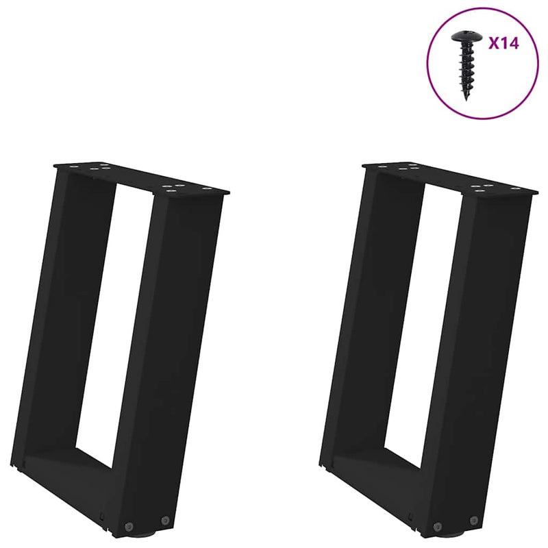 Picioare pentru măsuță de cafea în formă de U, 2 buc., negru, 38x(42-43) cm, oțel