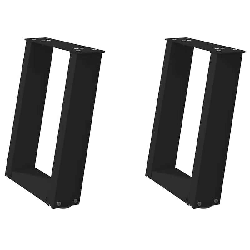 Picioare pentru măsuță de cafea în formă de U, 2 buc., negru, 38x(42-43) cm, oțel