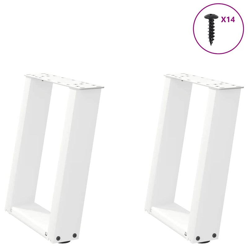 Picioare pentru măsuță de cafea în formă de U, 2 buc., alb, 38x(42-43) cm, oțel