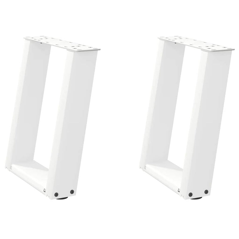 Picioare pentru măsuță de cafea în formă de U, 2 buc., alb, 38x(42-43) cm, oțel
