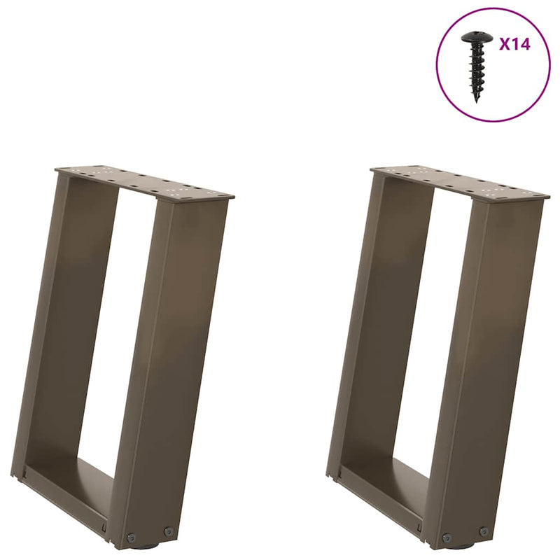 Picioare pentru măsuță de cafea în formă de U, 2 buc., oțel natural, 38x(42-43) cm