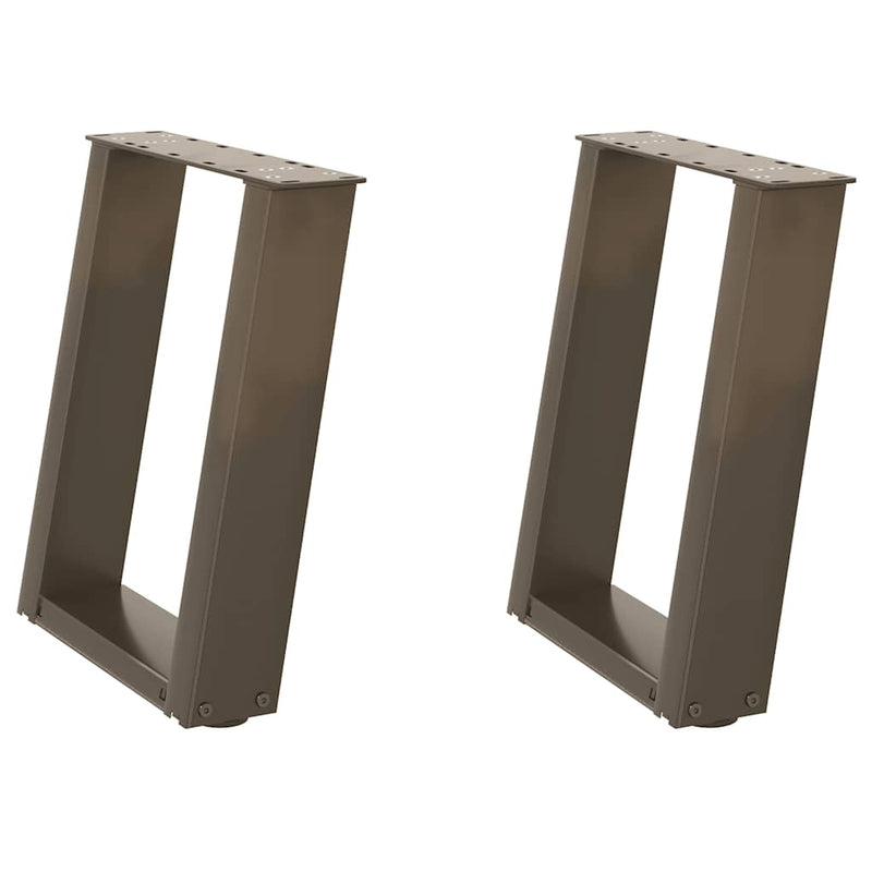 Picioare pentru măsuță de cafea în formă de U, 2 buc., oțel natural, 38x(42-43) cm
