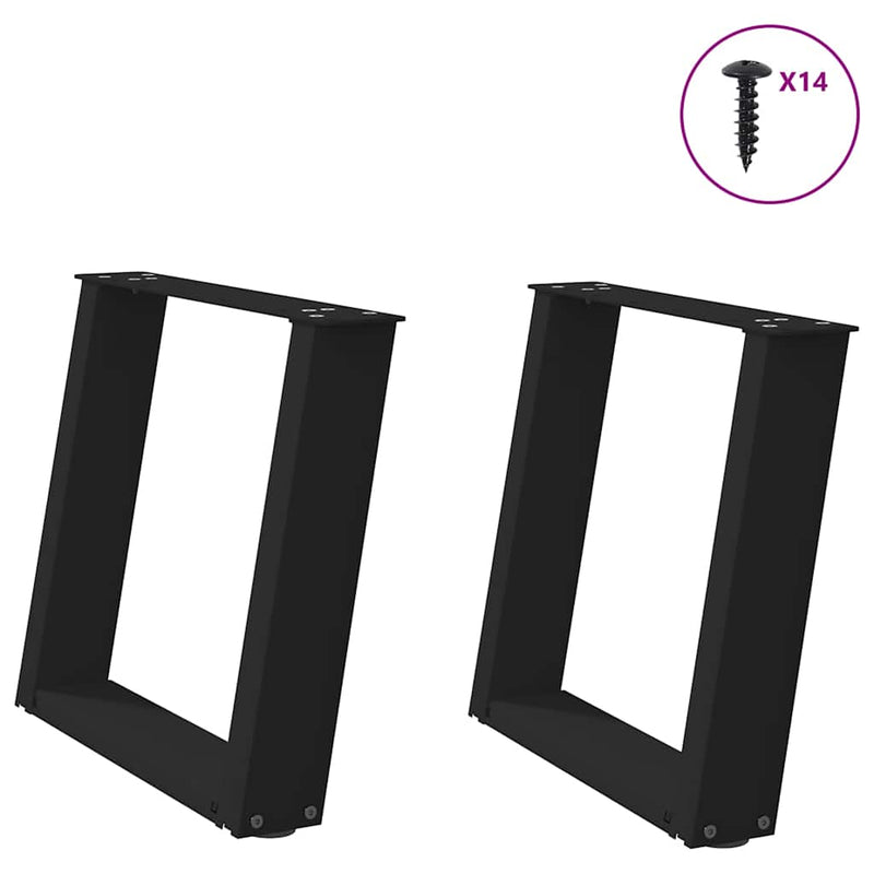 Picioare pentru măsuță de cafea în formă de U, 2 buc., negru, 50x(42-43) cm, oțel