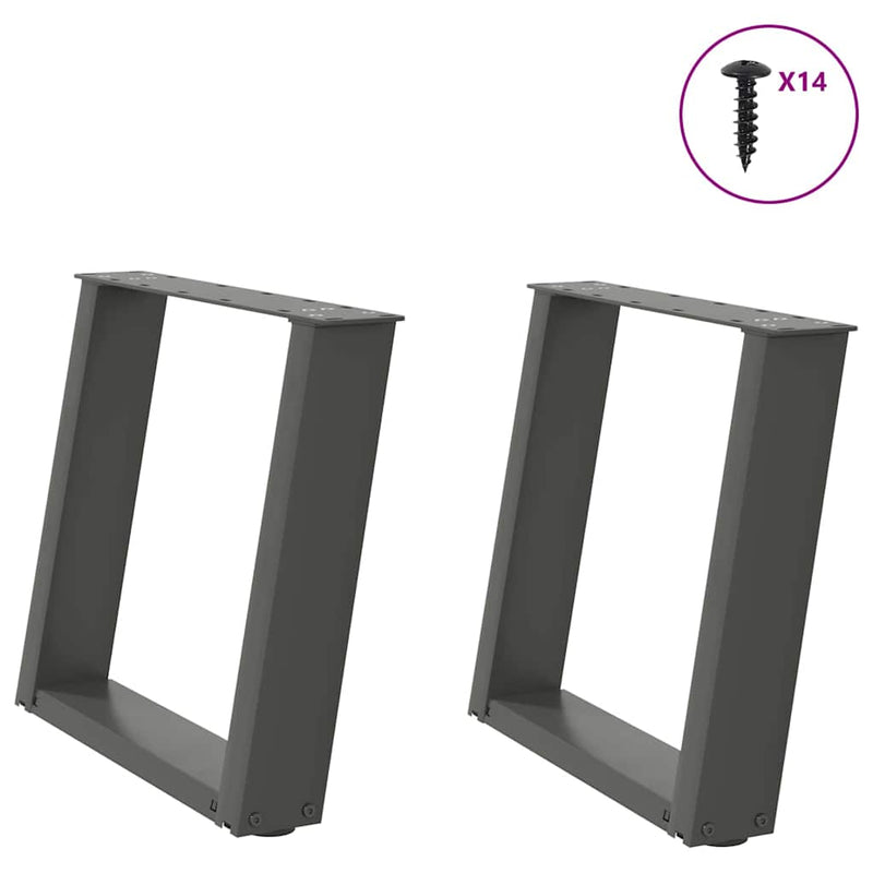 Picioare pentru măsuță de cafea în formă de U, 2 buc., antracit, 50x(42-43) cm, oțel