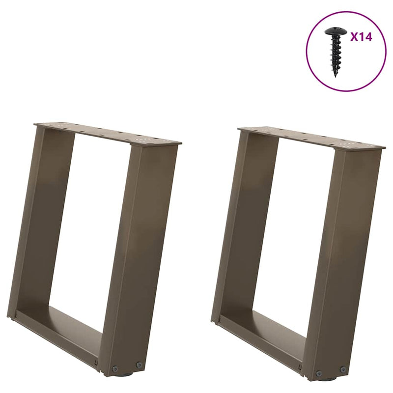 Picioare pentru masă de cafea în formă de U, 2 buc., oțel natural, 50x(42-43) cm