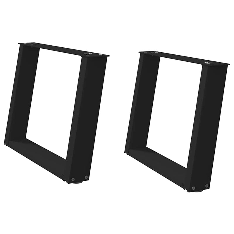 Picioare pentru măsuță de cafea în formă de U, 2 buc., negru, 60x(42-43) cm, oțel