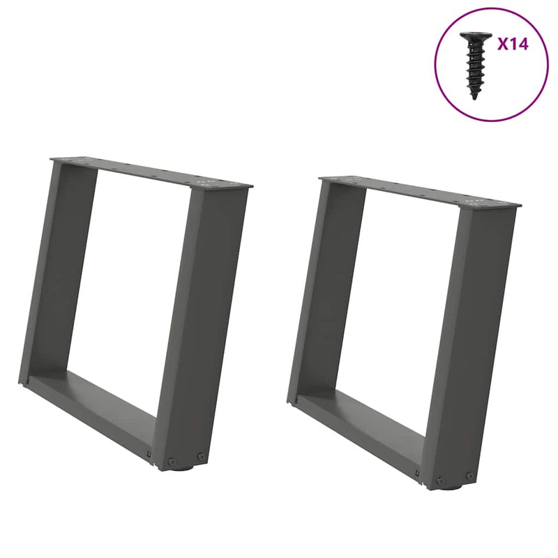 Picioare pentru măsuță de cafea în formă de U, 2 buc., antracit, 60x(42-43) cm, oțel