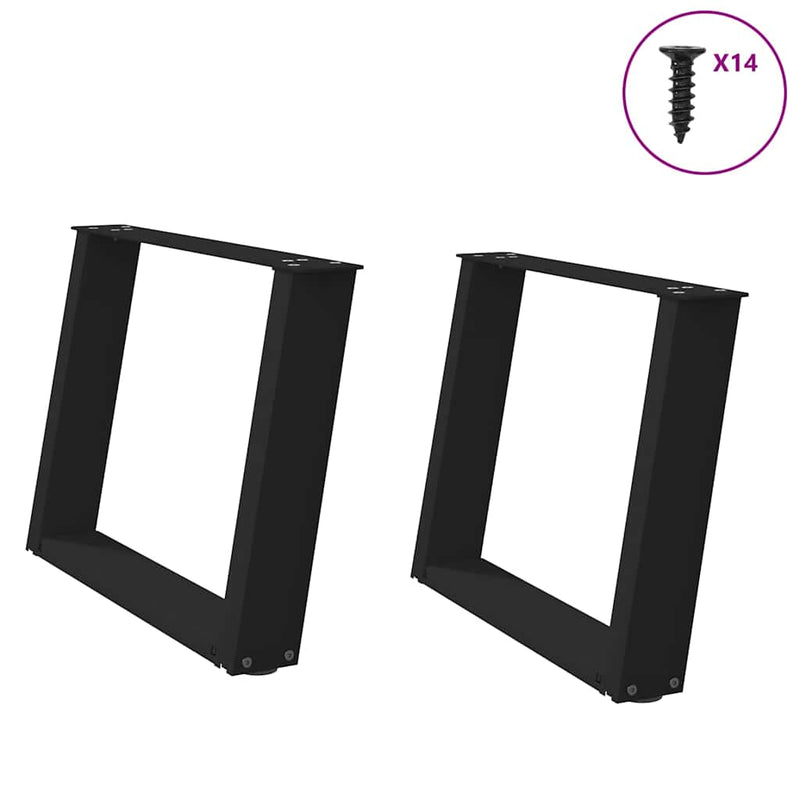 Picioare pentru măsuță de cafea în formă de U, 2 buc., negru, 70x(42-43) cm, oțel