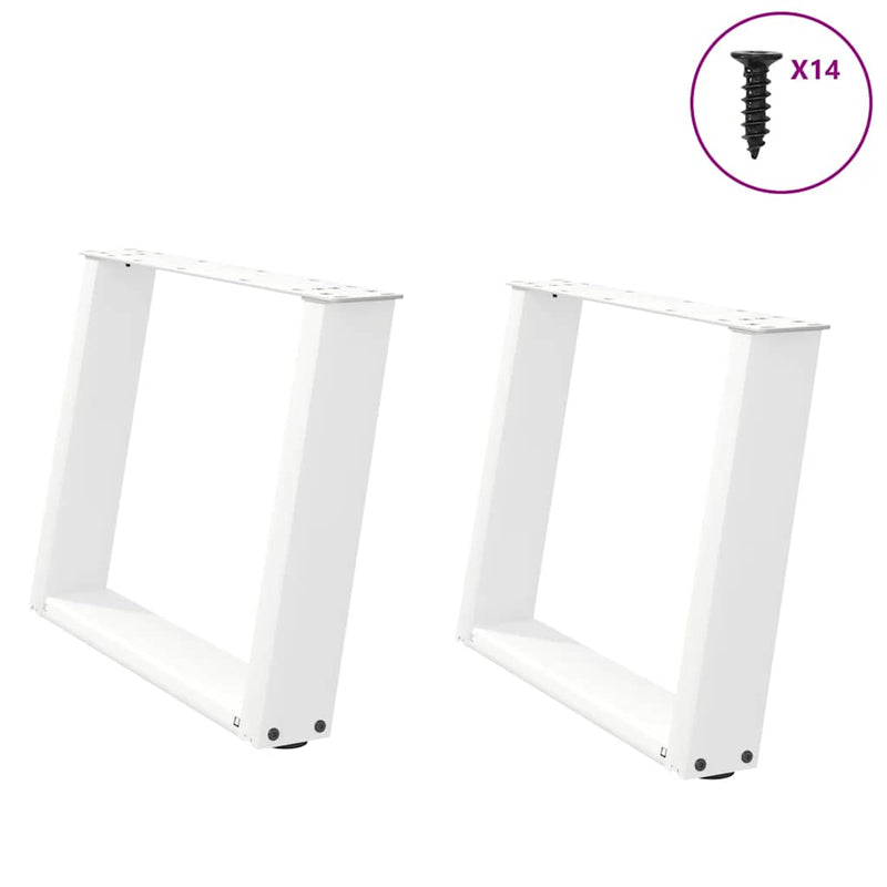 Picioare pentru măsuță de cafea în formă de U, 2 buc., alb, 70x(42-43) cm, oțel