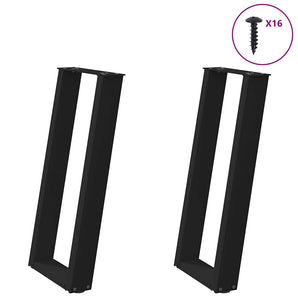 Picioare de masă consolă în formă de U, 2 buc., negru, 38x(72-73) cm, oțel