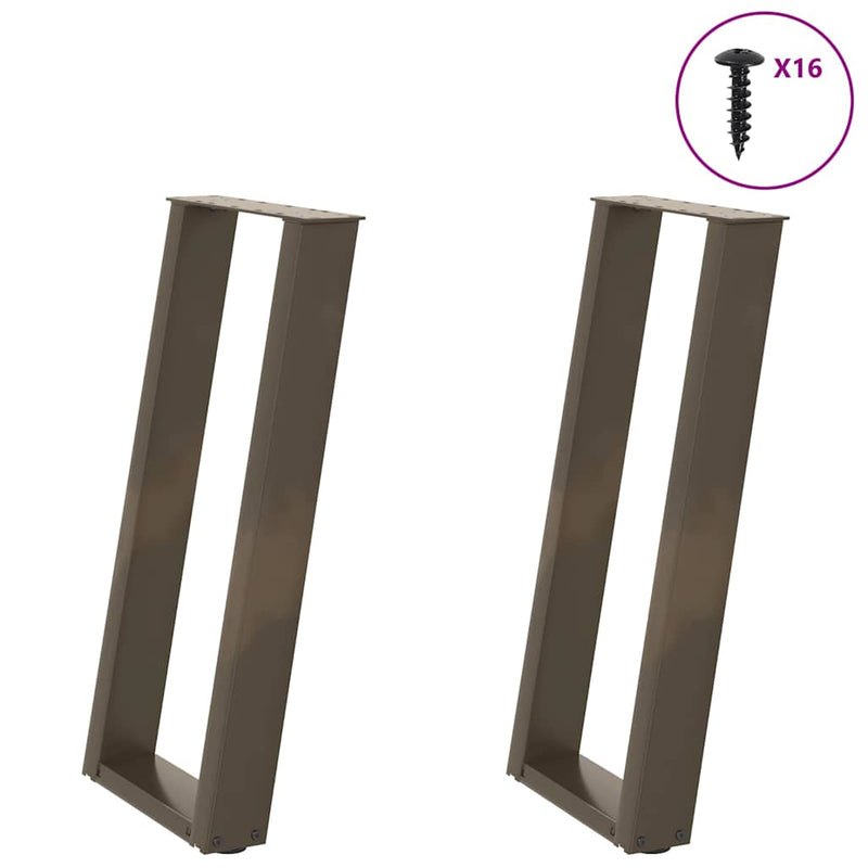 Picioare de masă consolă în formă de U, 2 buc., oțel natural, 38x(72-73) cm
