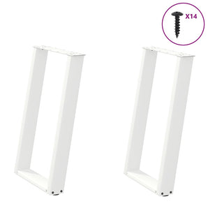 Picioare de masă în formă de U, 2 buc., alb, 50x(72-73) cm, oțel