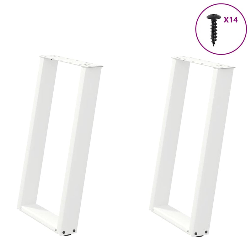 Picioare de masă în formă de U, 2 buc., alb, 50x(72-73) cm, oțel