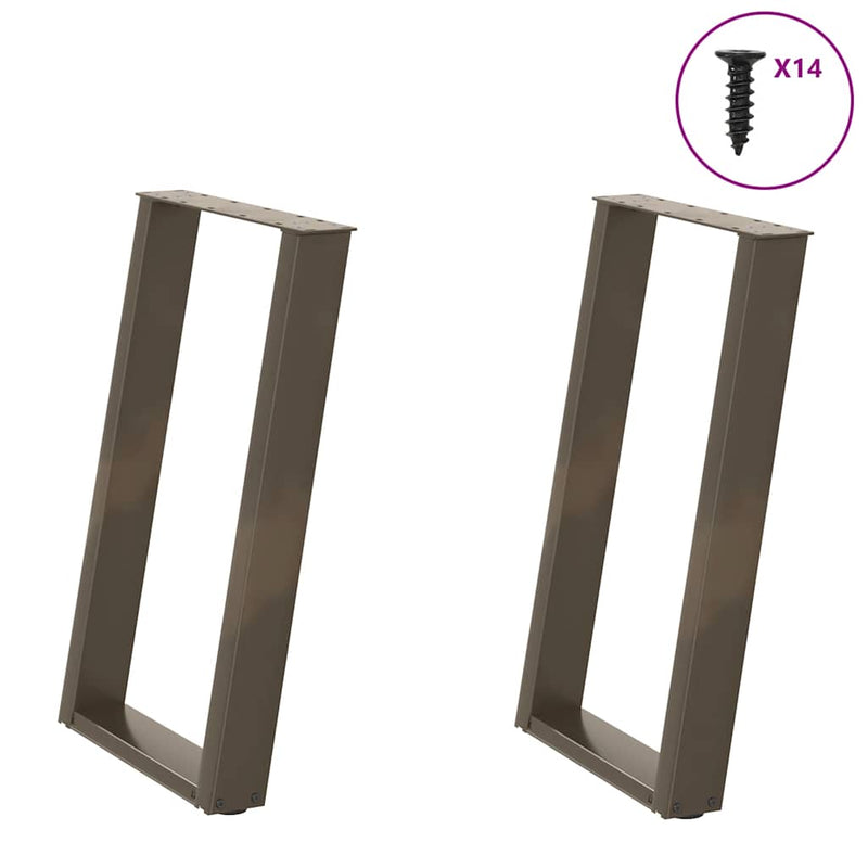 Picioare de masă în formă de U, 2 buc., oțel natural, 60 x (72-73) cm