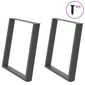 Picioare de masă în formă de U, 2 buc., antracit, 70x(72-73) cm, oțel