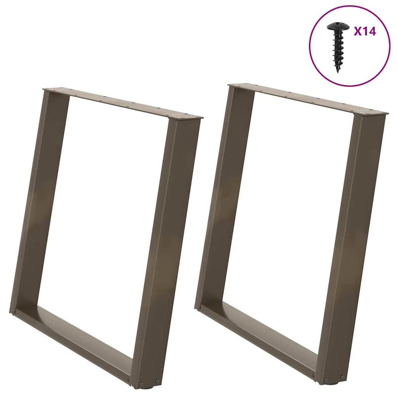 Picioare de masă în formă de U, 2 buc., oțel natural, 90x(72-73) cm