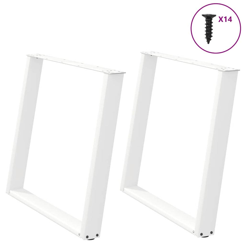 Picioare de masă în formă de U, 2 buc., alb, 100 x (72-73) cm, oțel