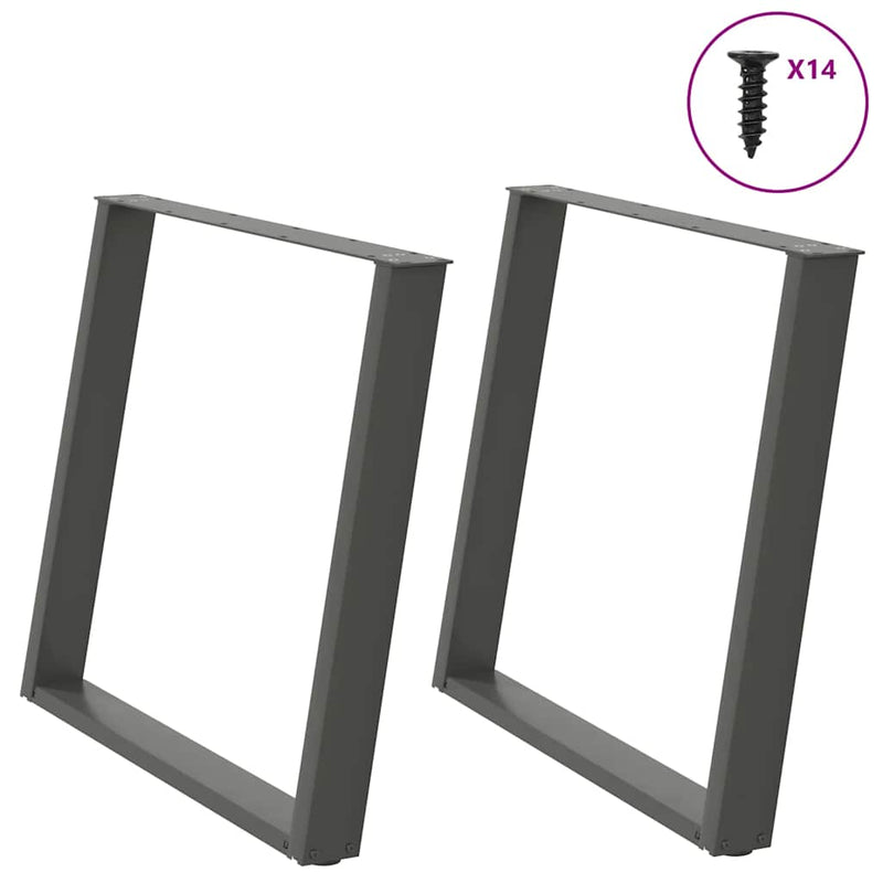 Picioare de masă în formă de U, 2 buc., antracit, 100x(72-73) cm, oțel