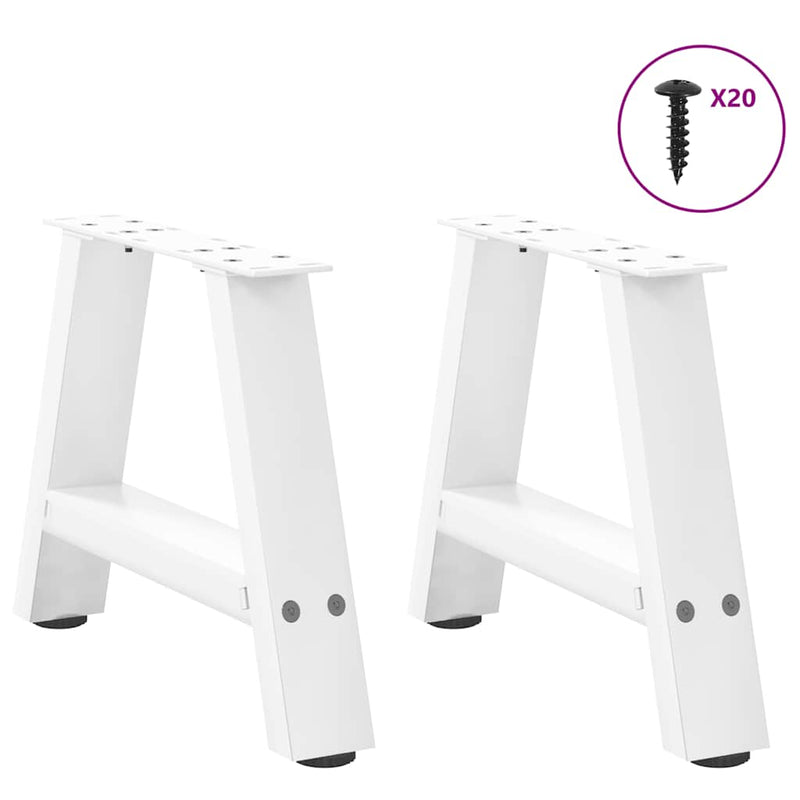 Picioare pentru măsuță de cafea în formă de A, 2 buc., alb, 40x(30-31) cm, oțel