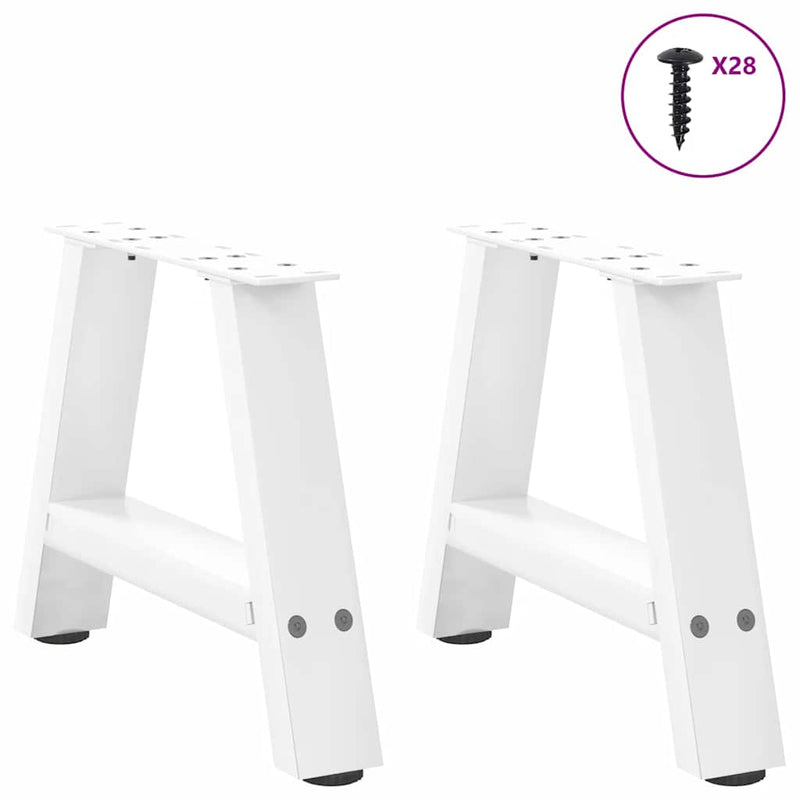 Picioare pentru măsuță de cafea în formă de A, 2 buc., alb, 50x(30-31) cm, oțel