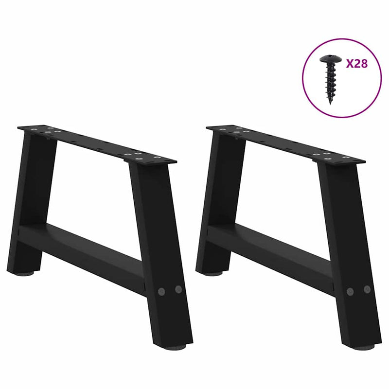 Picioare pentru măsuță de cafea în formă de A, 2 buc., negru, 60x(30-31) cm, oțel