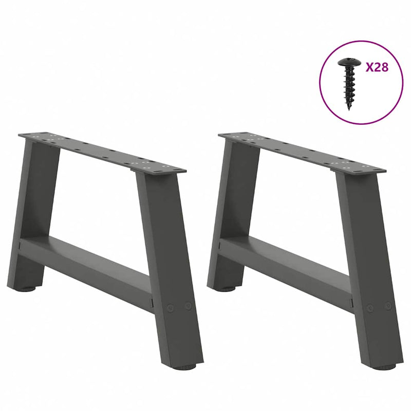 Picioare pentru măsuță de cafea în formă de A, 2 buc., antracit, 60x(30-31) cm, oțel