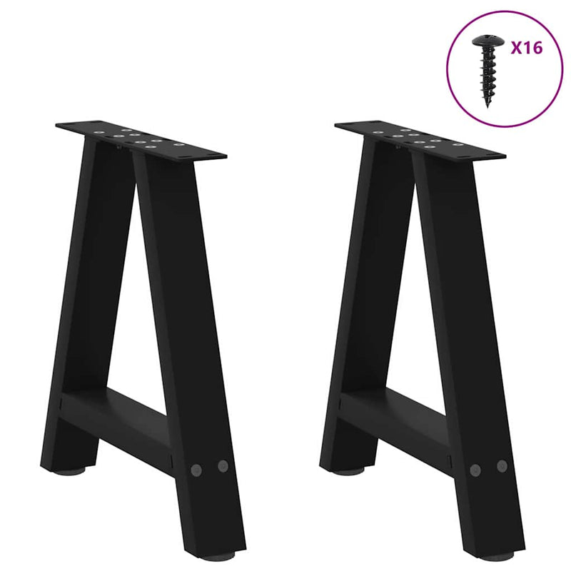 Picioare pentru măsuță de cafea în formă de A, 2 buc., negru, 38x(42-43) cm, oțel