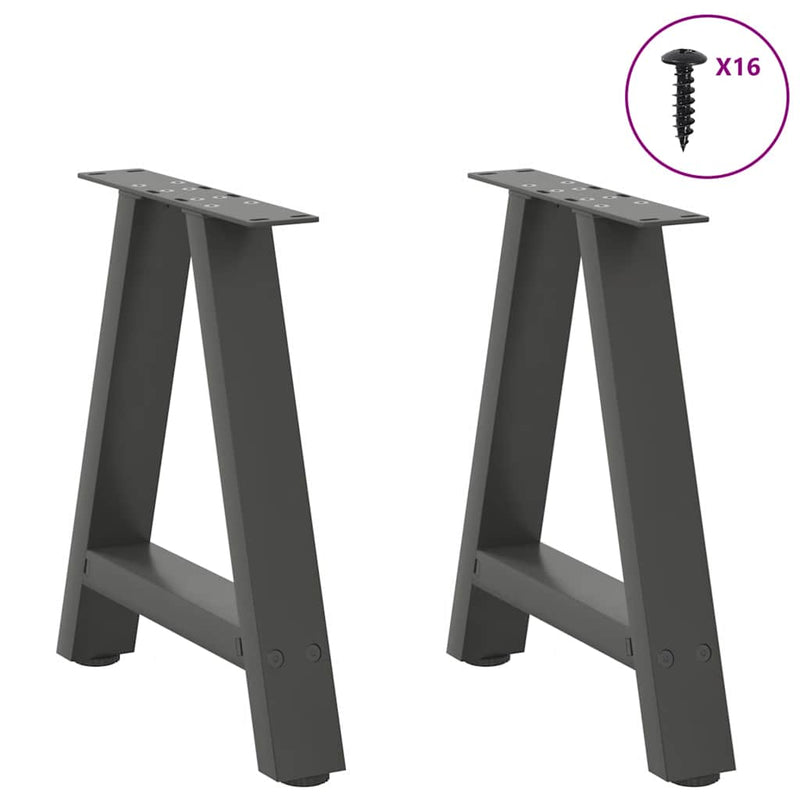 Picioare pentru măsuță de cafea în formă de A, 2 buc., antracit, 38x(42-43) cm, oțel